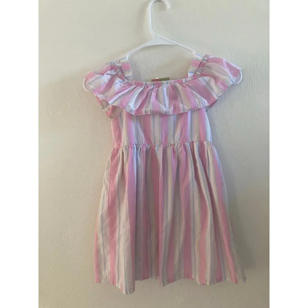 Penelope Mack Pink Beach Stripe Girls' Sun Dress Ruffle Age 6 - Picture 8 of 11